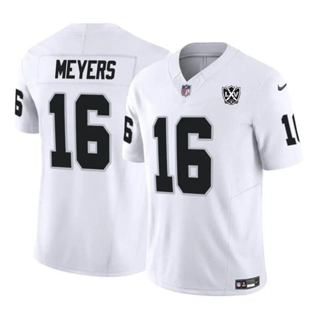 Men's Las Vegas Raiders #16 Jakobi Meyers White 2024 F.U.S.E 65th Anniversary Patch Vapor Football Stitched Jersey